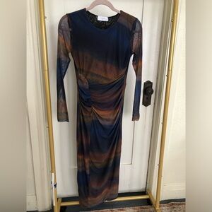 Chic Long Sleeve Multicolor Dress